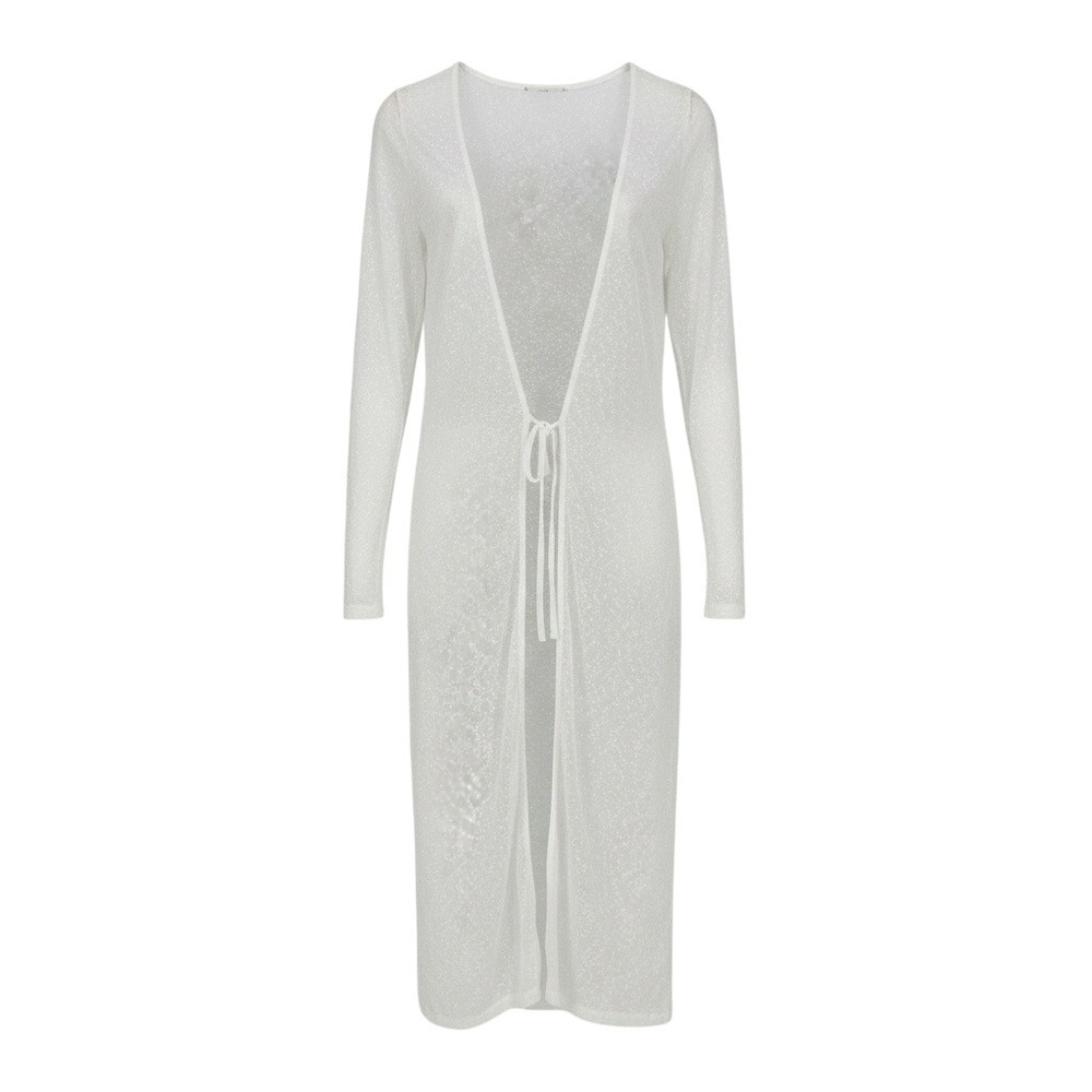 Missguided Longline Tie Front Cardigan Womens Medium White Sheer‎ Textured NWT